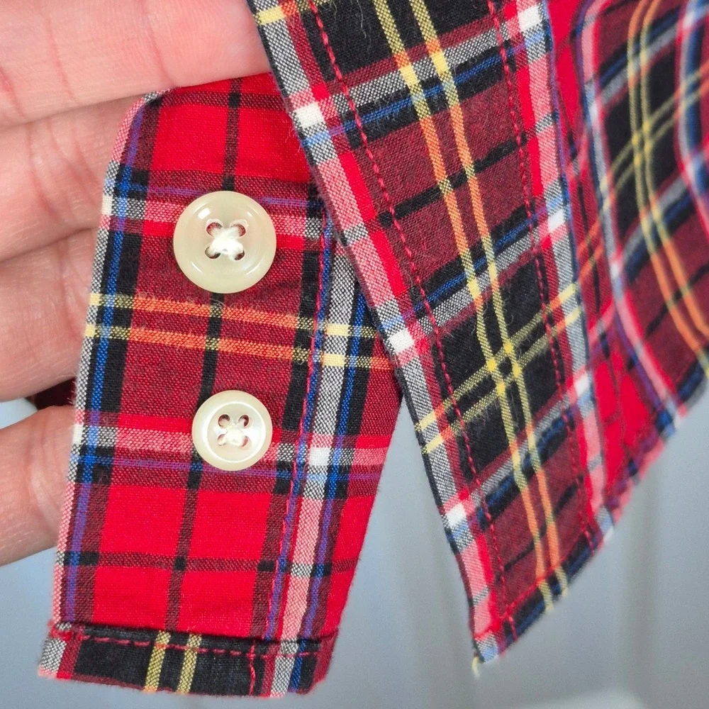 Ralph Lauren youth red plaid button down shirt boys large Christmas holidays‎